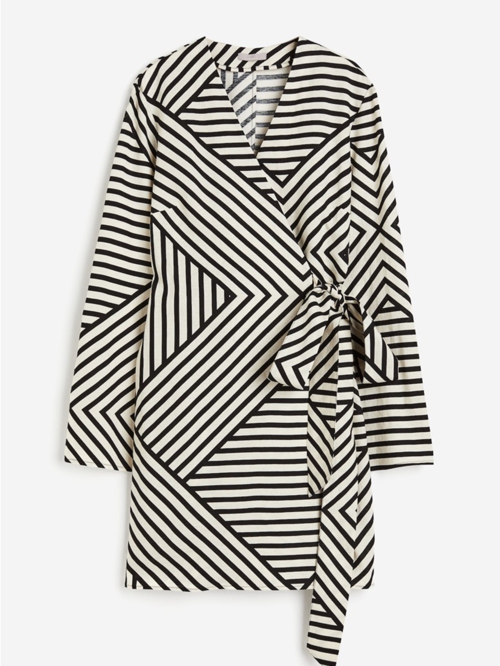 Striped Wrap Tunic Dress with Side Tie